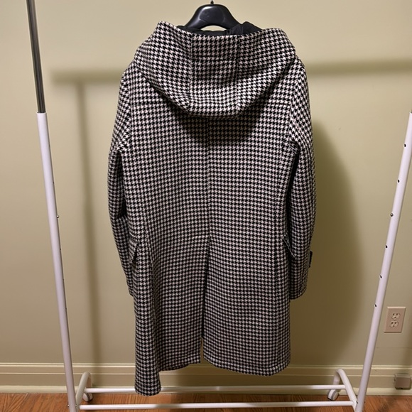 Unique houndstooth wool coat with hood - Picture 5 of 7
